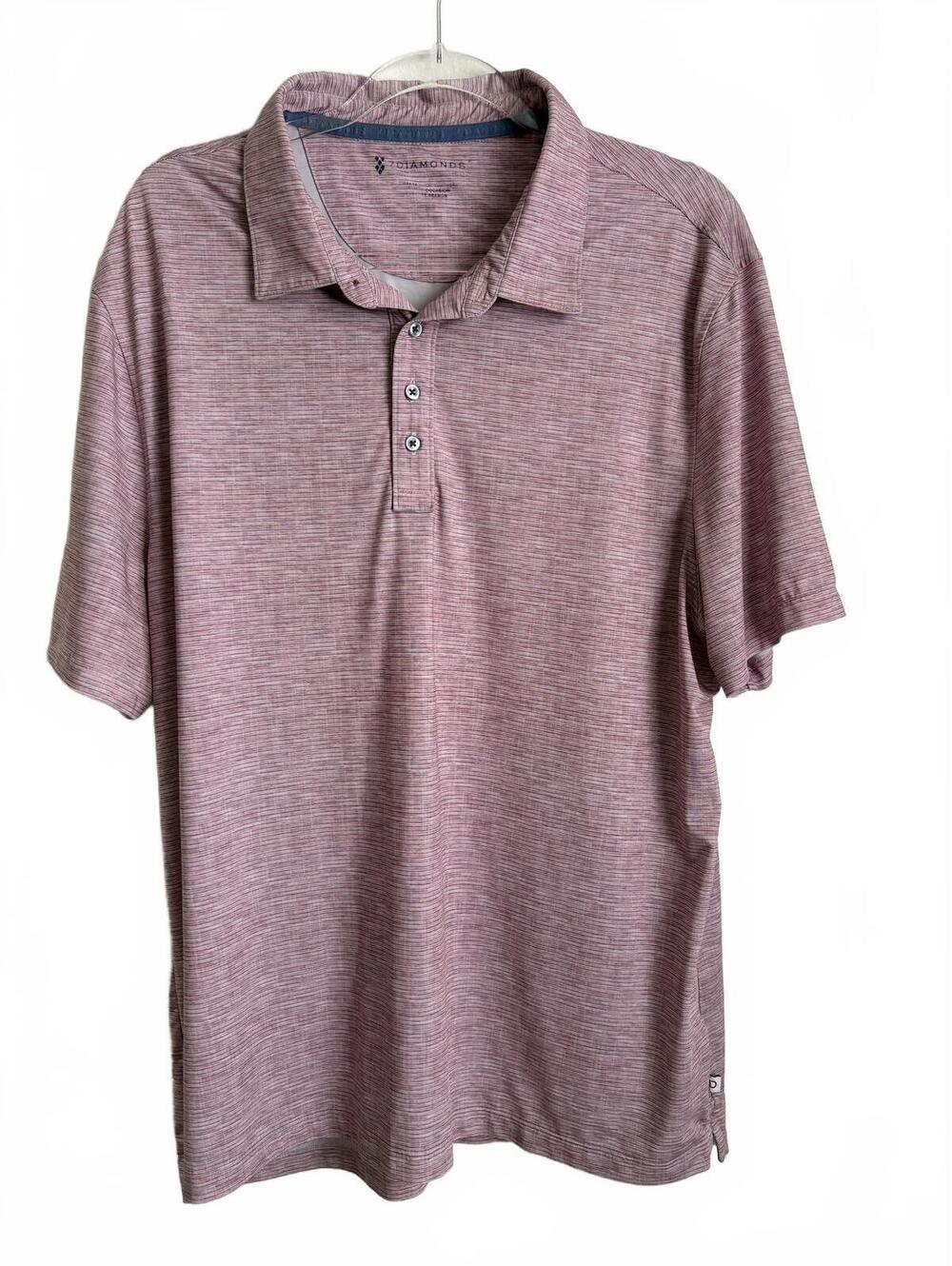 7 Diamonds | Men’s Pink Performance Polo Size XL